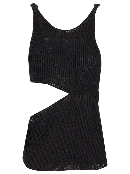 ASYMMETRICAL KNITTED BLACK TOP