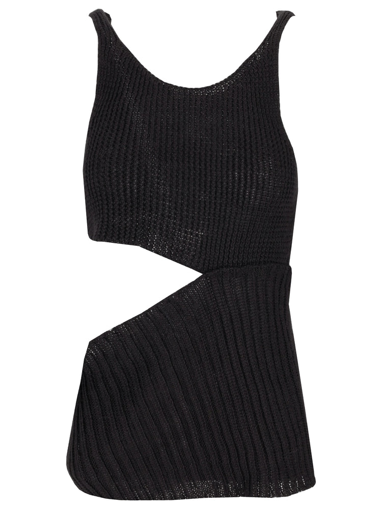ASYMMETRICAL KNITTED BLACK TOP
