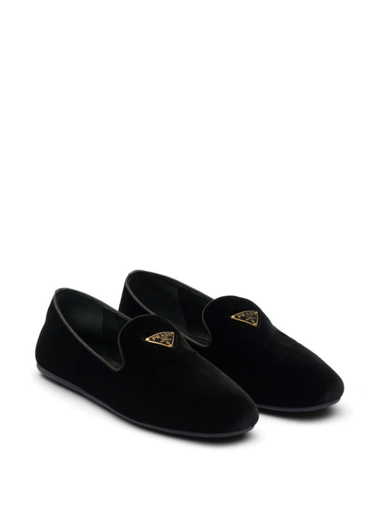 triangle-logo velvet loafers