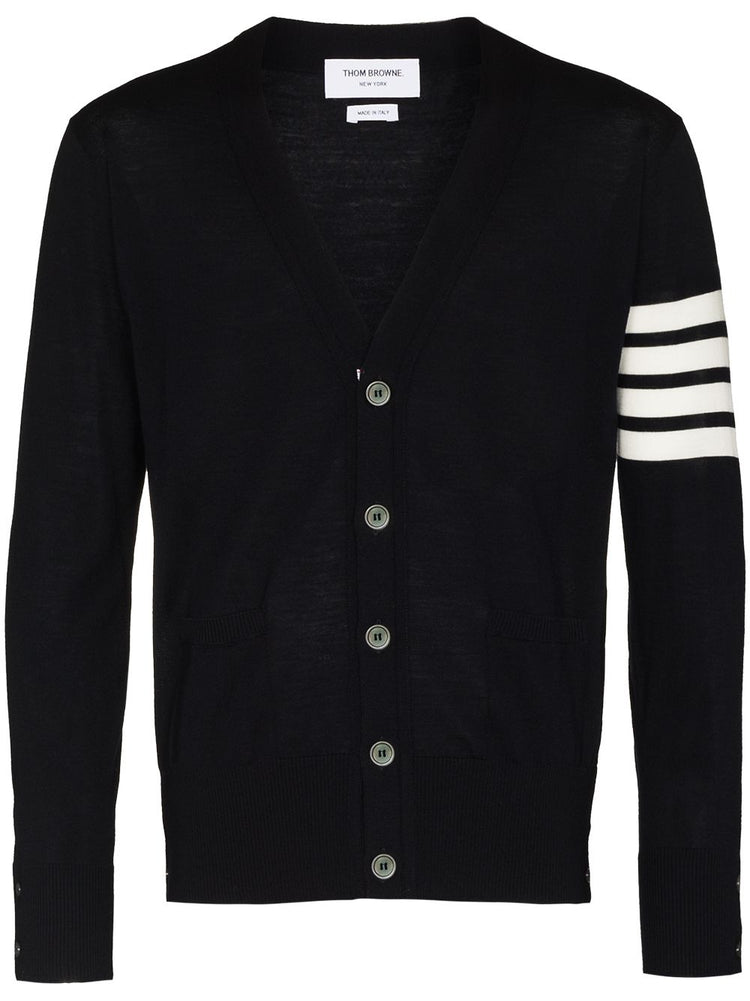 intarsia-knit 4-Bar stripe cardigan