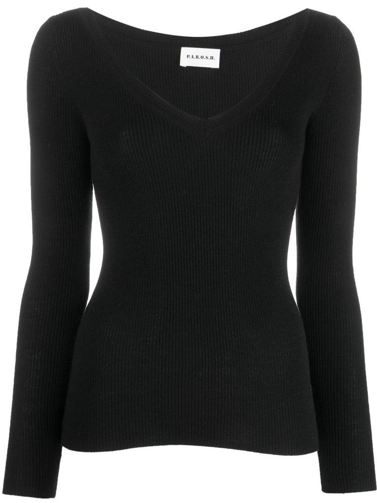 PAROSH V-neck wool sweatshirt