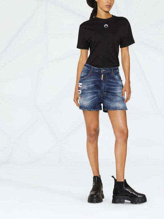 DSQUARED2 Icon paint-splatter denim shorts