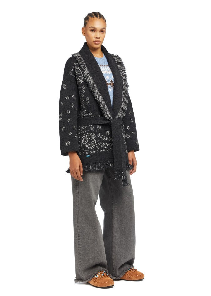 CARDIGAN JACQUARD BANDANA CHARCOAL/MULTI