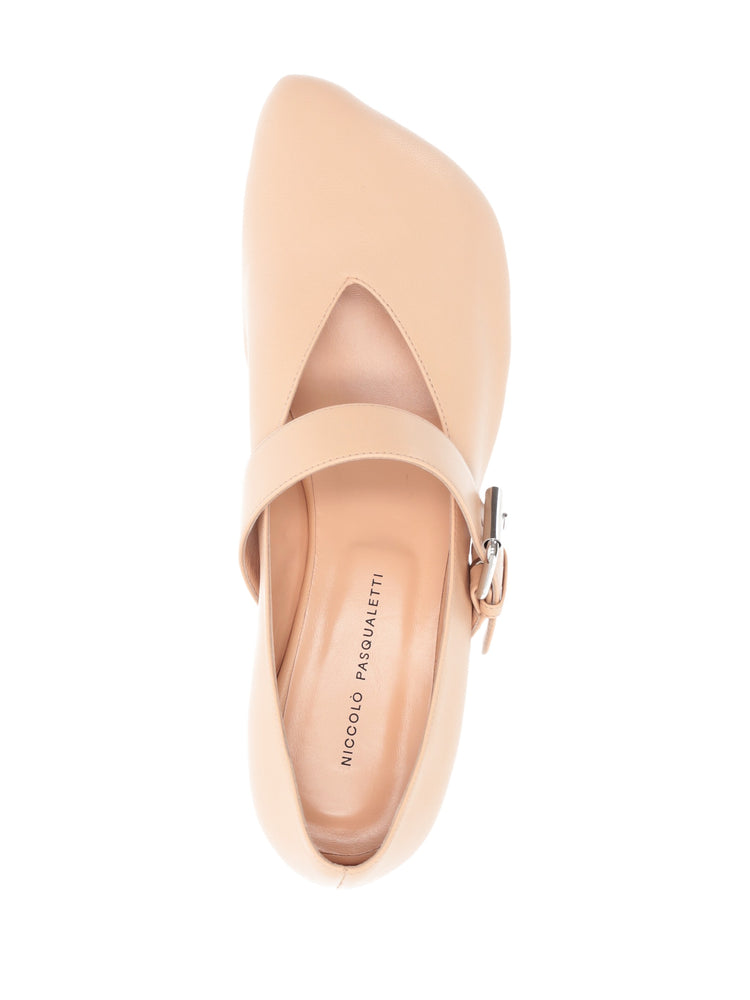 OBLIQUA STRAP BALLERINAS - Calfskin Leather