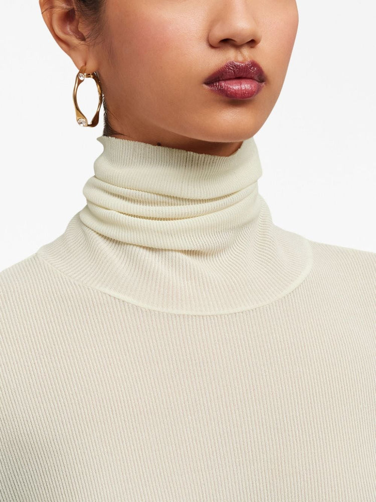 roll-neck ribbed top