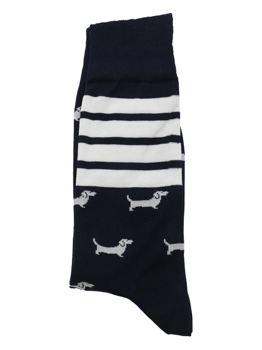 HECTOR HALF DROP MID CALF SOCKS IN COTTON W/ 4 BAR