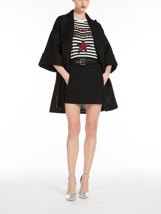 Kaki oversized striped cotton T-shirt