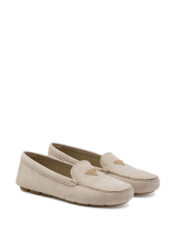 triangle-logo suede driving loafers