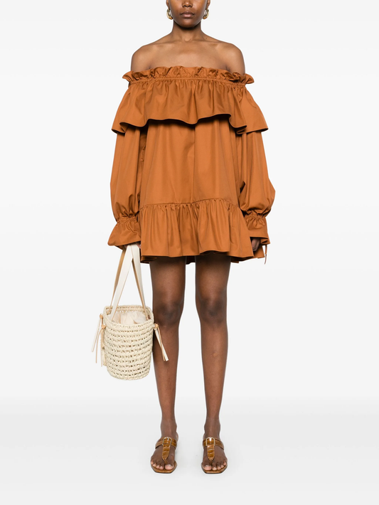 ruffled cotton mini dress