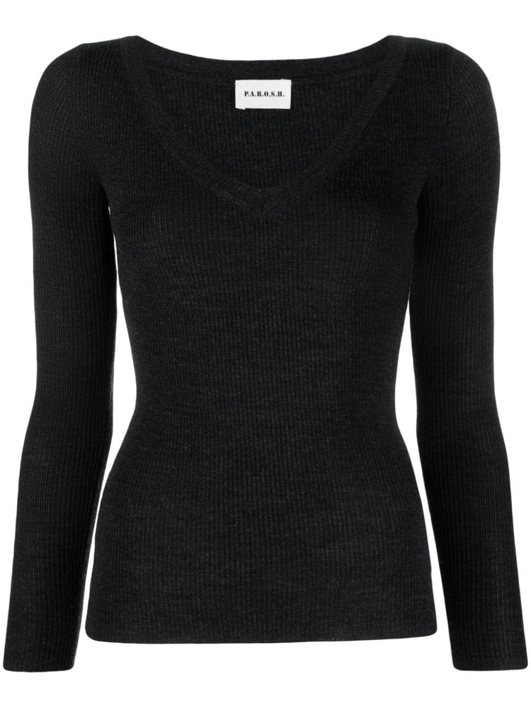 PAROSH V-neck wool sweatshirt