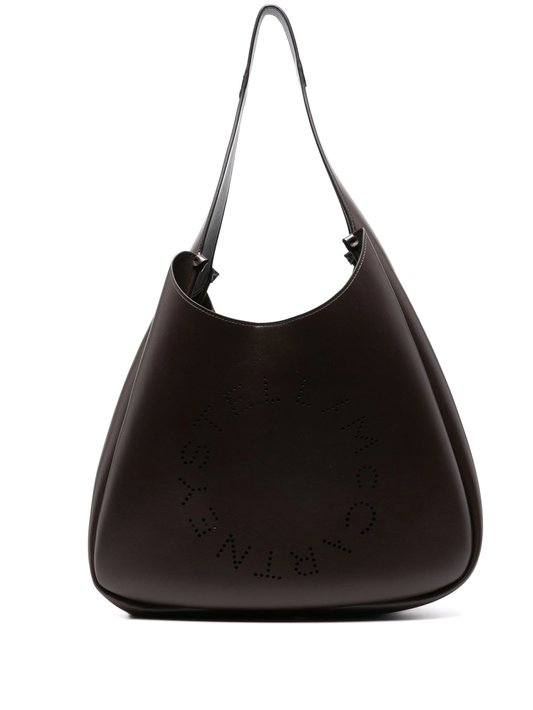 logo-perforated faux-leather tote bag