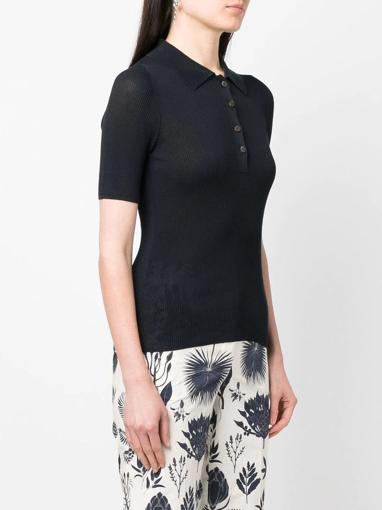 PAROSH polo-collar knitted top