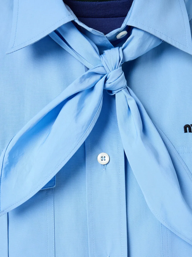 scarf-detail poplin shirt