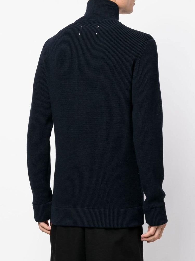 ribbed-knit zip-up sweater