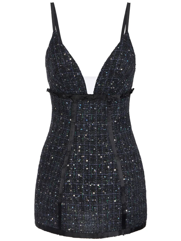 sequin-embellished tweed dress