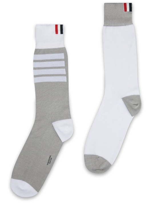 FUN MIX JERSEY CLASSIC MID CALF SOCKS IN COTTON W/ 4 BAR INTARSIA