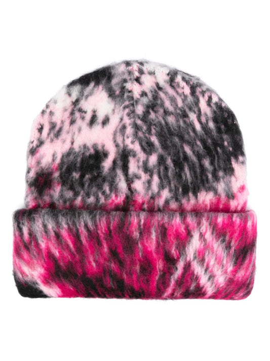 abstract-print beanie