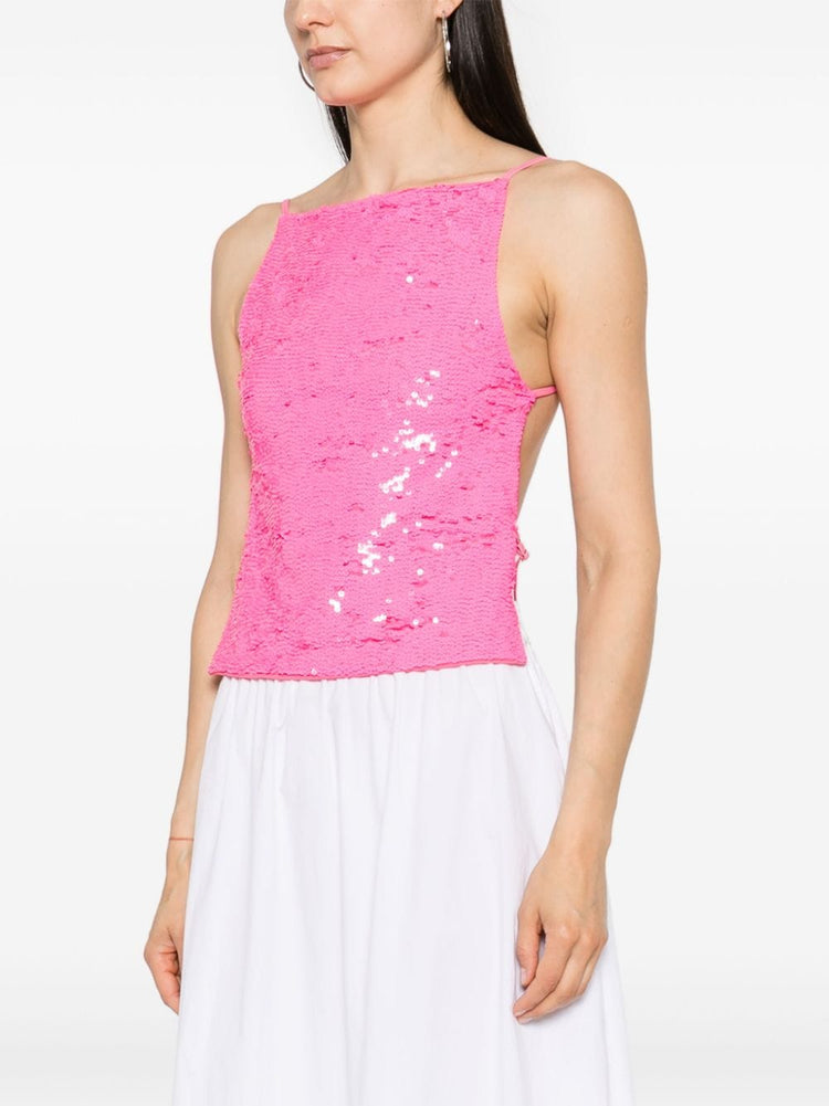 sequin-embellished open-back top