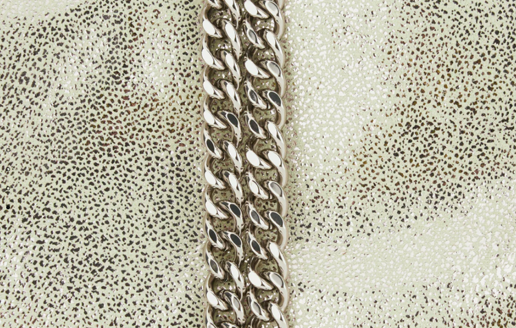 FALABELLA MINI BAG ECO SHINY DOTTED CHAMOIS W/PALLADIUM COLOR CHAIN