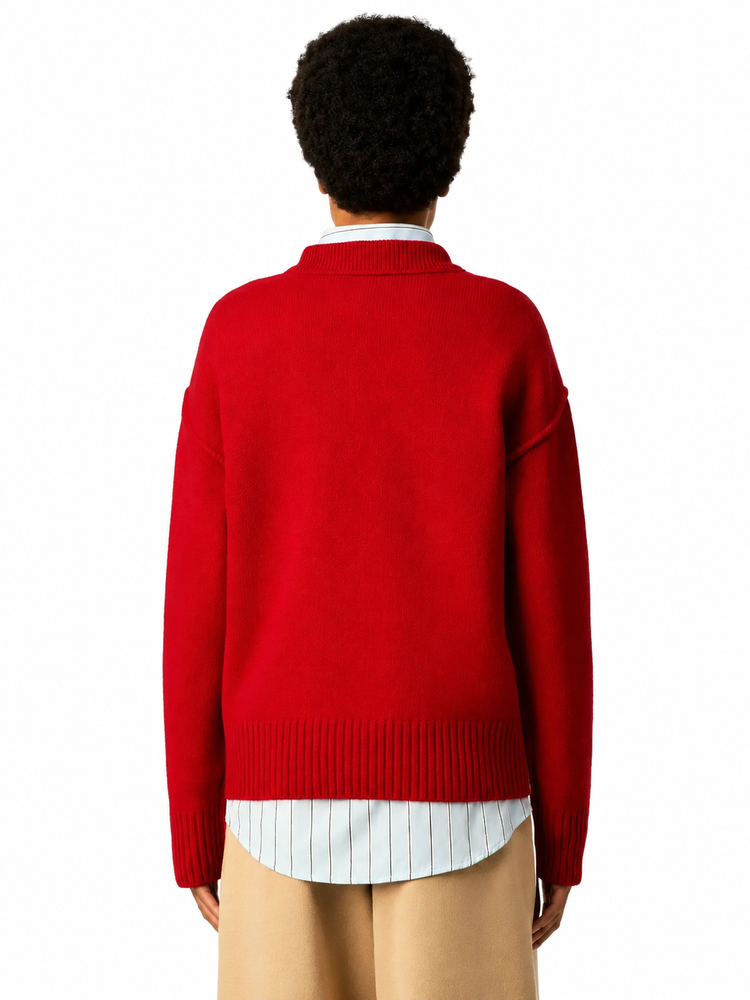 CREWNECK SWEATER WITH CONTRASTED AMI DE COEUR