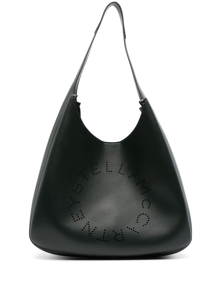 logo-perforated faux-leather tote bag