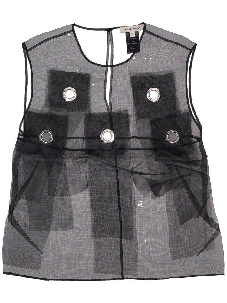 SHIFT TOP WITH EYELETS AND FRINGES