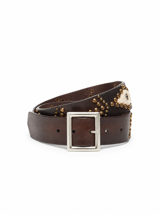 BELT SIERRA WASHED LEATHER WITH HORSY DETAILS AND STUDS