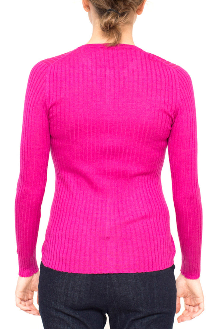 LA Rose cardigan ribs cashmere fuxia