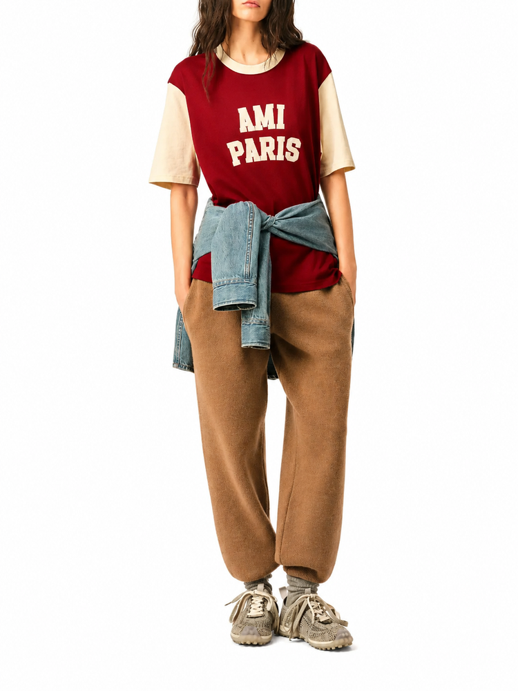 TSHIRT WITH AMI PARIS FELT EMBROIDERY