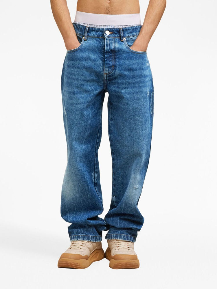 low-rise straight-leg jeans