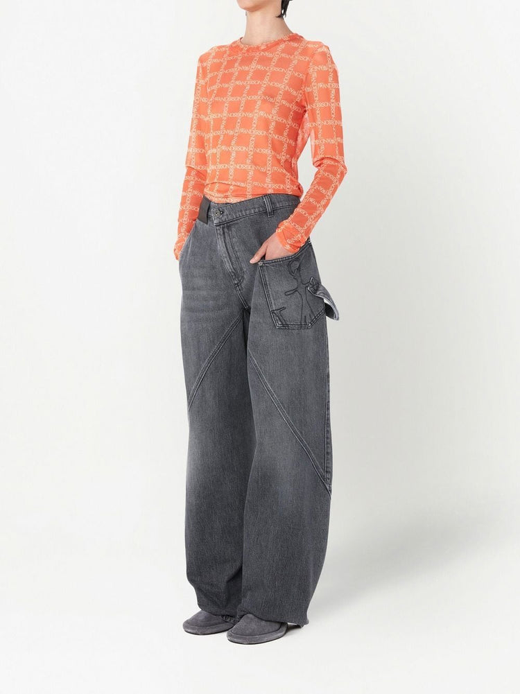 twisted workwear wide-leg jeans