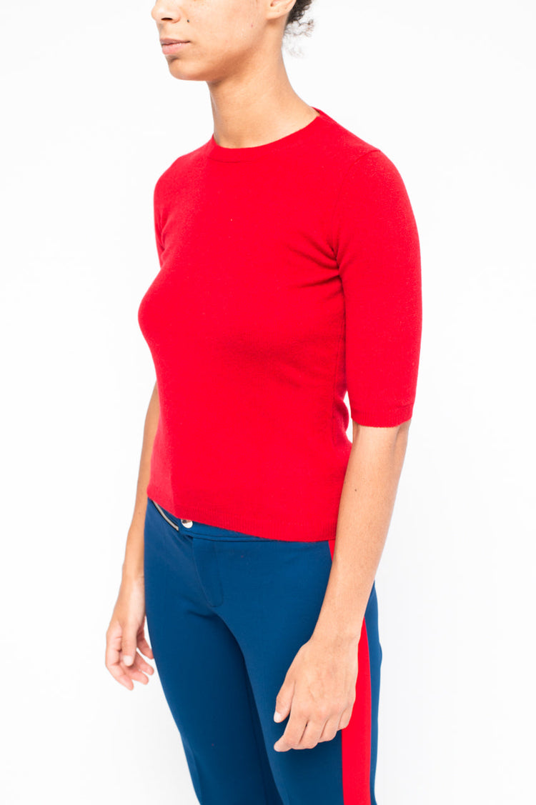 LA ROSE maglia 3/4 cashmere rosso brillante