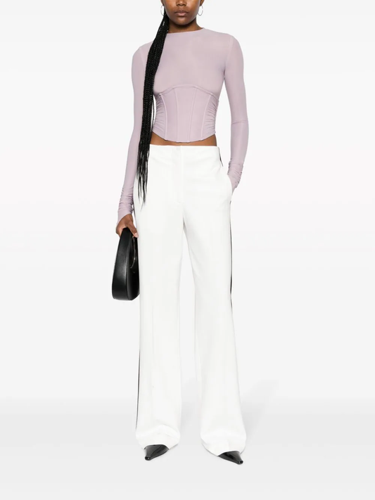 contrasting-trim wide-leg trousers