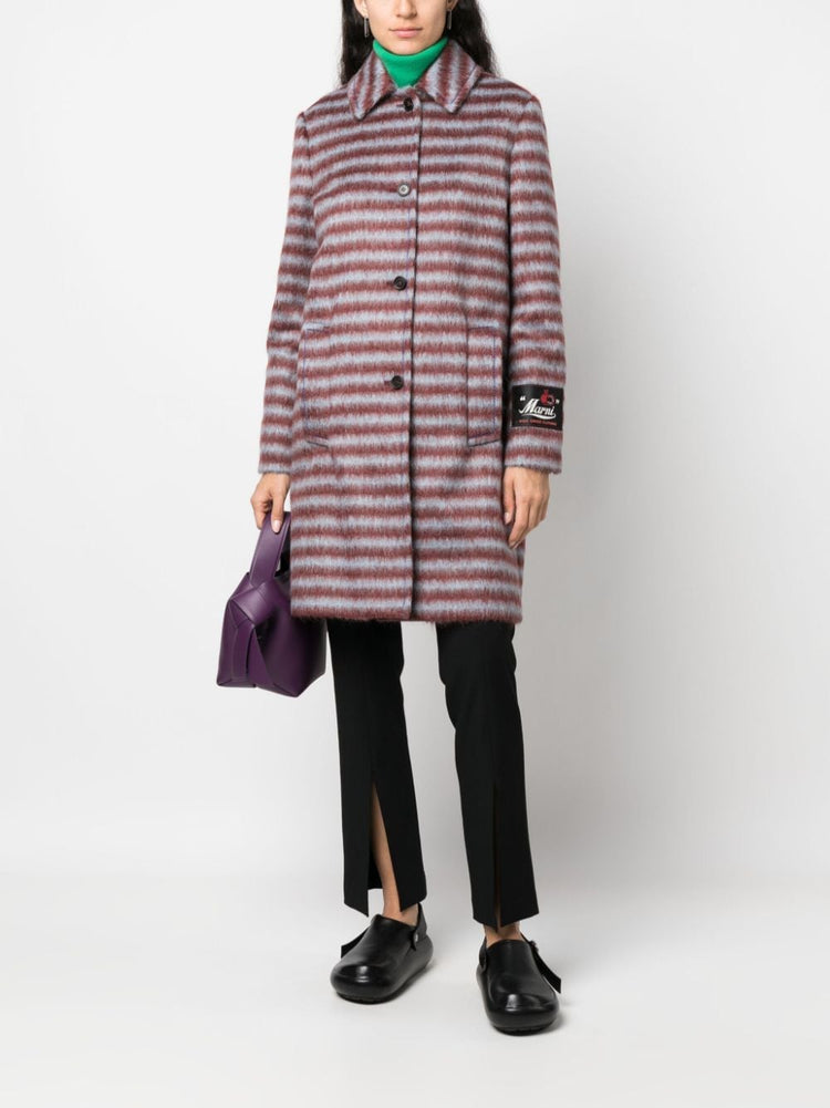 MARNI brushed striped single-breasted coat