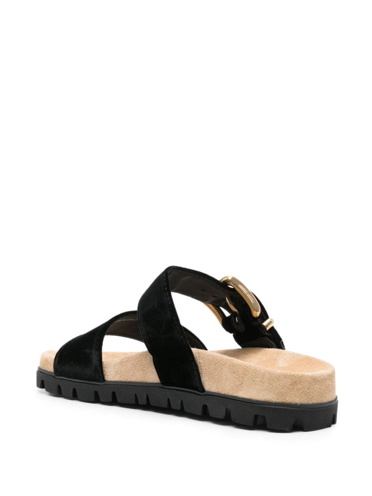 suede buckle sandals