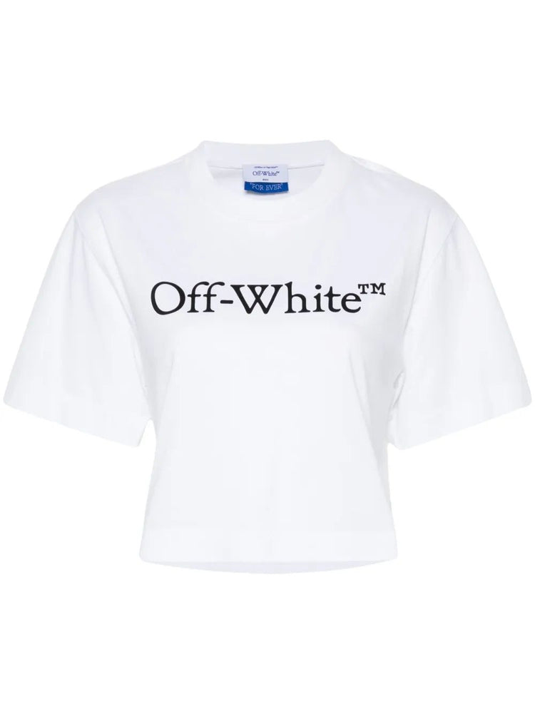 BIG LOGO BOOKISH CROP TEE WHITE BLACK