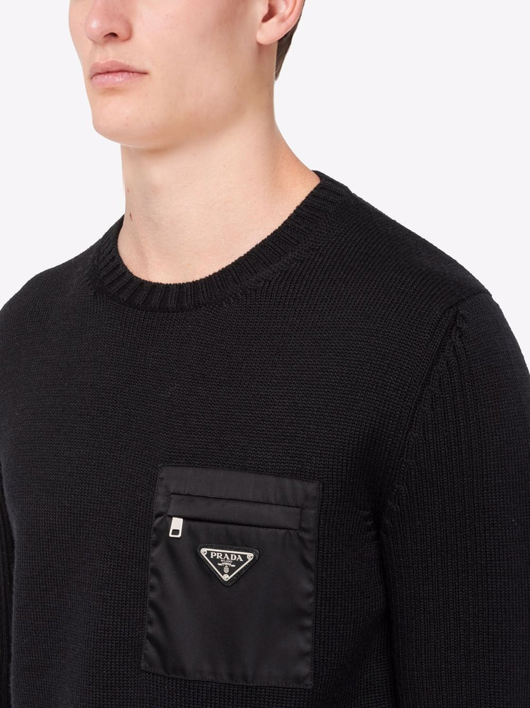 pocket-detail wool jumper