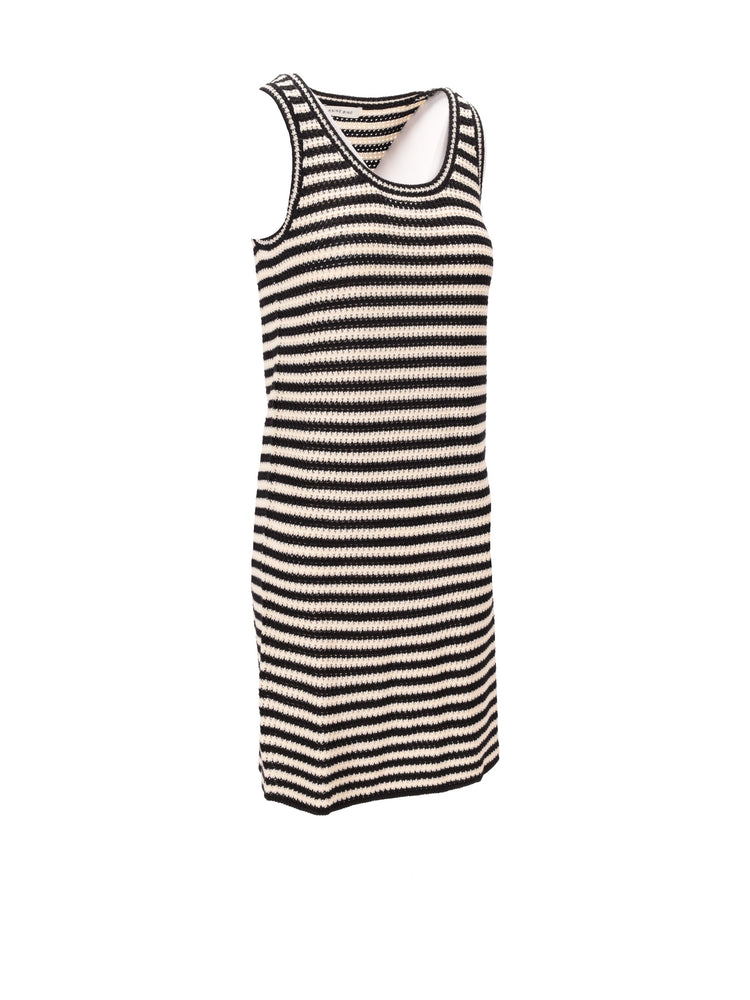 ARIE DRESS - BLACK AND IVORY STRIPE