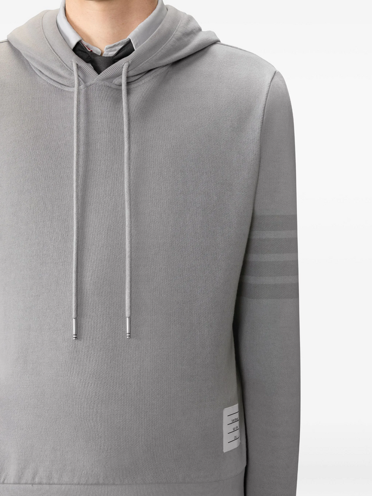 LONG SLEEVE HOODIE PULLOVER W/ OVERDYED 4 BAR IN SOLID LOOPBACK