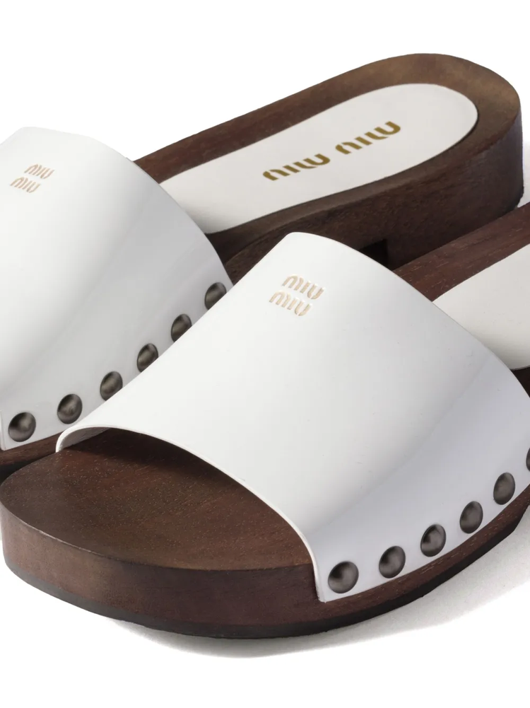 patent leather clogs