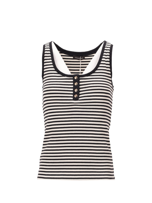 ALESSIA TANK - CREAM AND BLACK STRIPE