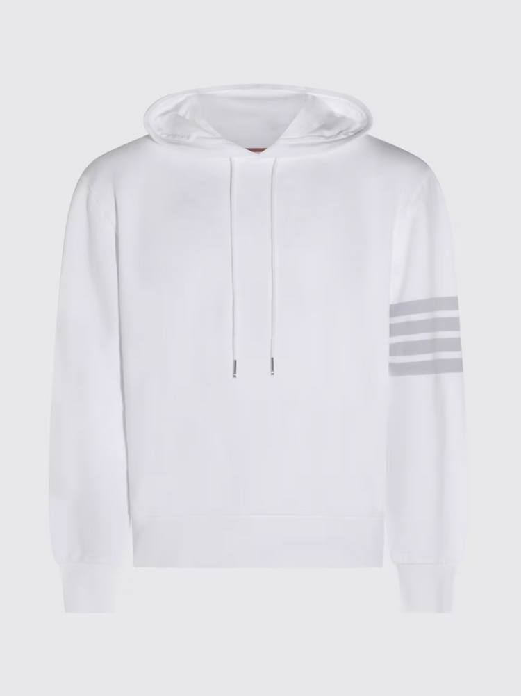 LONG SLEEVE HOODIE PULLOVER W/ OVERDYED 4 BAR IN SOLID LOOPBACK