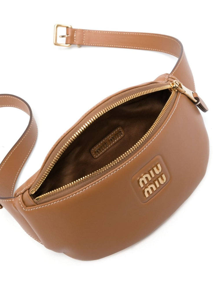 logo-lettering leather belt bag