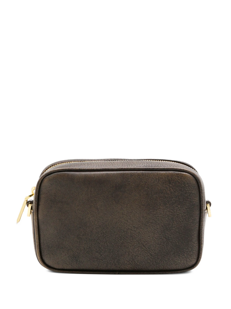 MINI STAR BAG TREATED LEATHER BODY GOLD METAL DETAILS