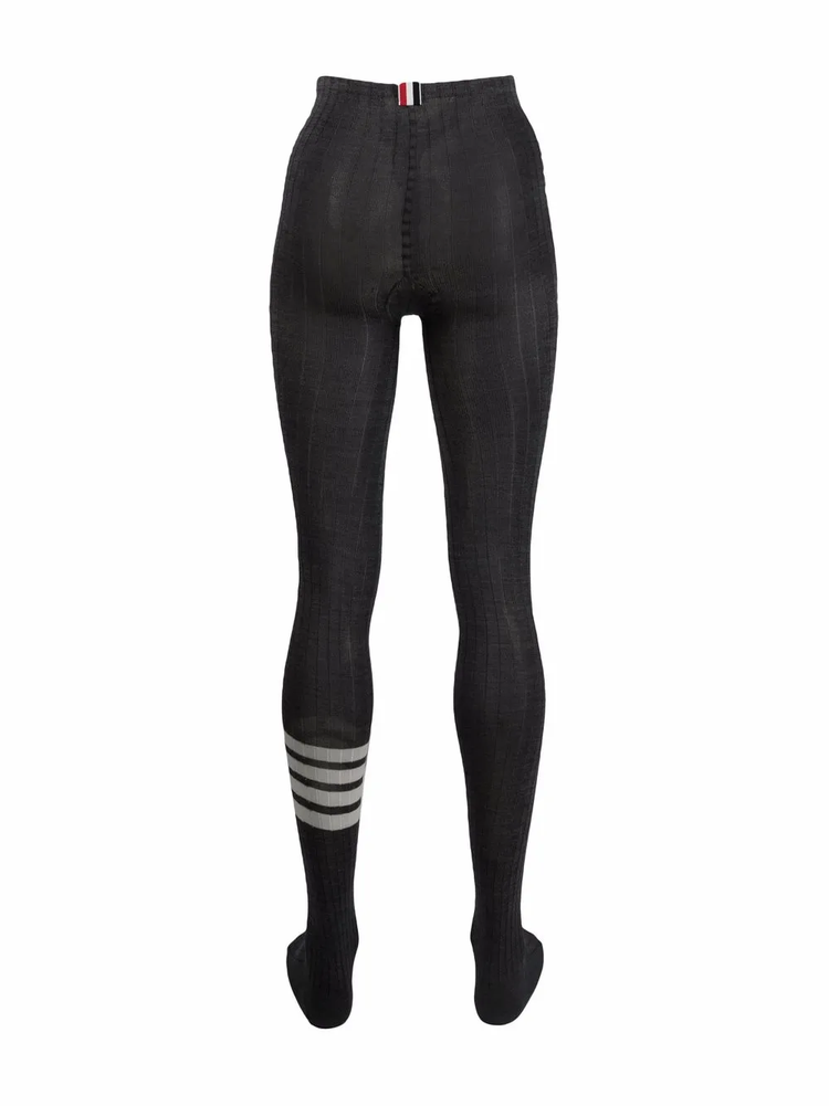 OPAQUE RIB TIGHTS W/ 4 BAR IN FINE MERINO WOOL