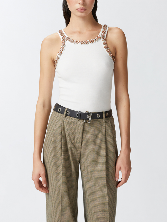 Coriandoli crystal-embroidery tank top