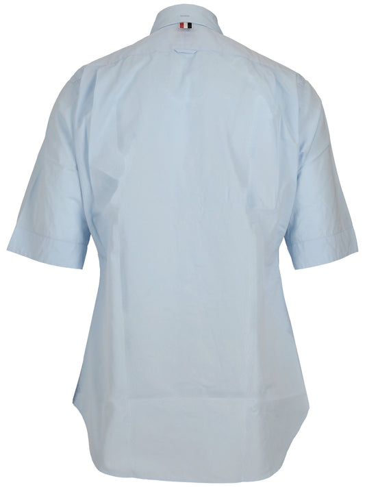 CLASSIC FIT SHORT SLEEVE SHIRT W/ RWB GROSGRAIN PLACKET IN SOLID POPLIN