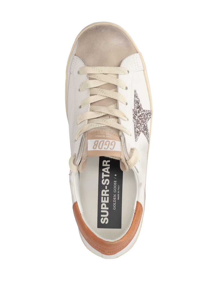 SUPER STAR LEATHER UPPER AND HEEL SUEDE TOE GLITTER STAR