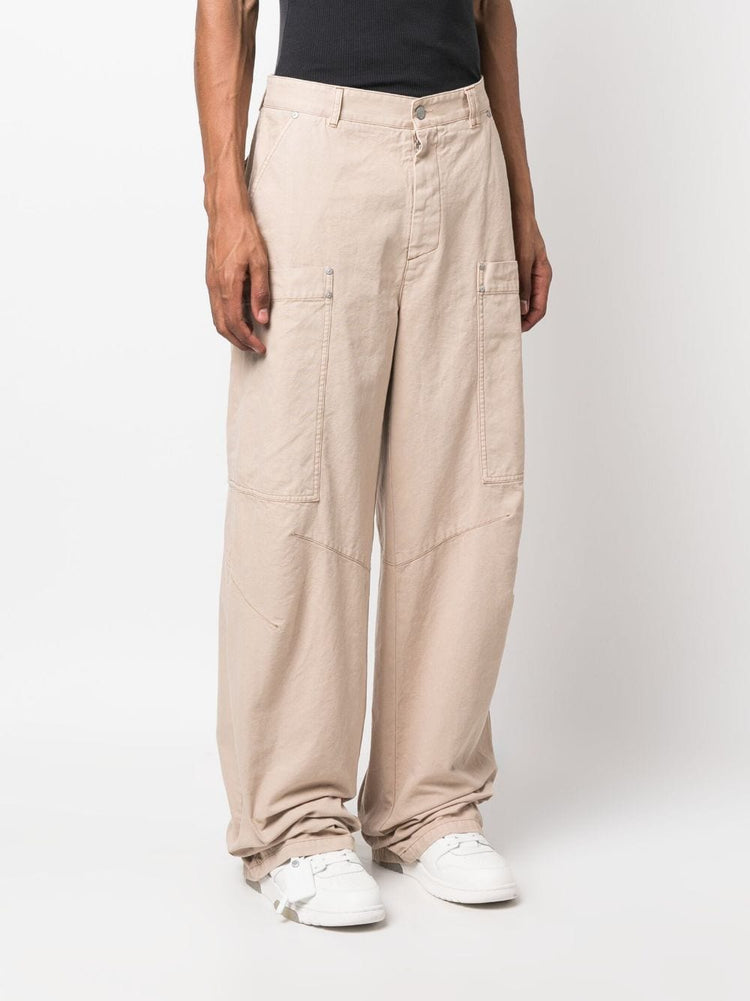 PALM ANGELS wide-leg cotton cargo trousers
