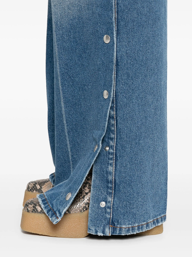 snap stud-embellished jeans